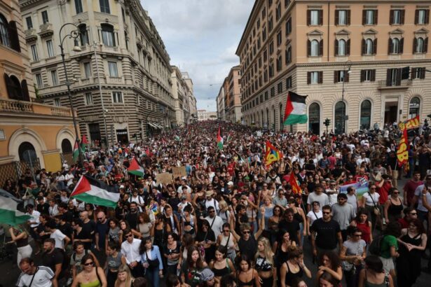 disruption across italy as tens of thousands protest against gaza war 68d15dd47a395