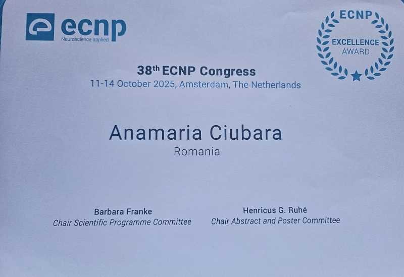 galati premiu de excelenta pentru echipa universitatii dunarea de jos la congresul european de neuropsihofarmacologie ecnp 2025 68fb6c7980e4f