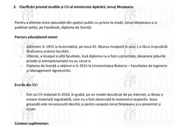 gandul scandalul cv ului lui ionut mosteanu document intern usr arata cum trebuie aparat ministrul apararii in spatiul public 6928a05c425c8