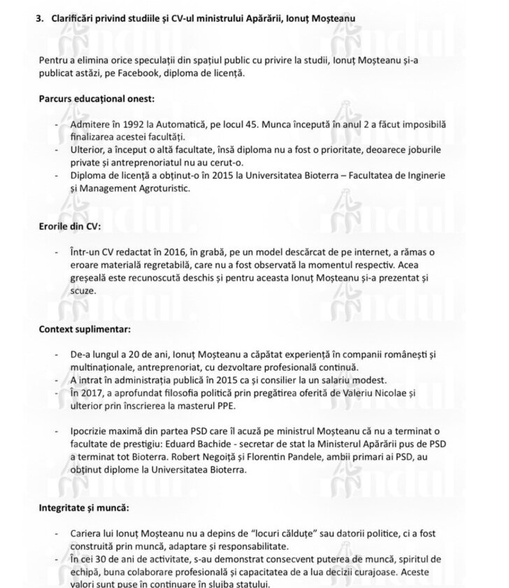 gandul scandalul cv ului lui ionut mosteanu document intern usr arata cum trebuie aparat ministrul apararii in spatiul public 6928a05c425c8