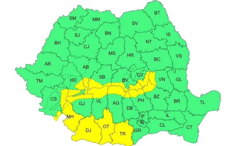 cod galben de vant puternic in vestul si sudul olteniei si in sud vestul munteniei pana marti seara 6953912658499