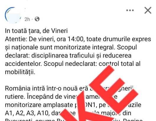 mai atrage atentia asupra unui nou val de informatii false referitoare la supravegherea traficului si a cetatenilor 693155b18e688