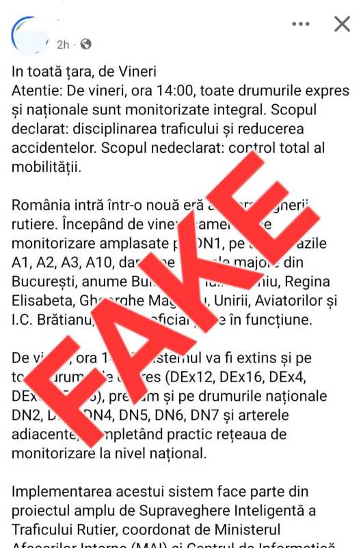 mai atrage atentia asupra unui nou val de informatii false referitoare la supravegherea traficului si a cetatenilor 693155b18e688