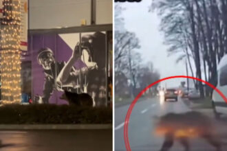 video un urs a fost filmat in fata unui mall din brasov a doua zi a fost surprins un urs care a trecut soseaua prin fata masinilor 692efd358ee4b