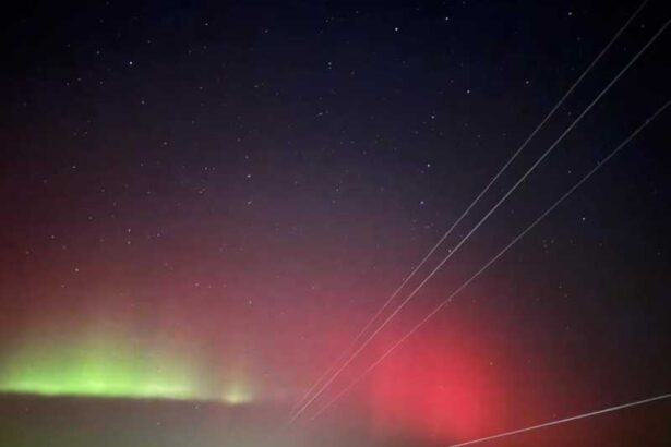 bihor aurora boreala in culori rare de rosu magenta si roz observata pe cer 696f470d03576