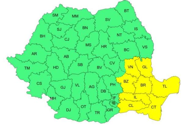 cod galben de intensificari ale vantului pentru opt judete pana sambata seara 697b347140876