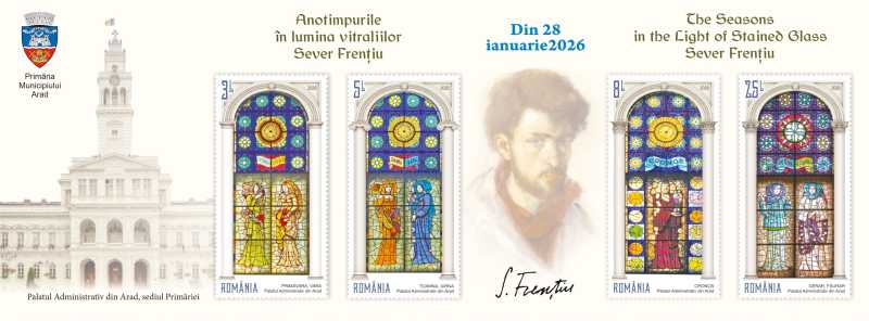 emisiunea filatelica anotimpurile in lumina vitraliilor sever frentiu de miercuri in magazinele romfilatelia 69786b06f0bda