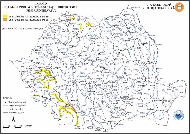 hidrologi cod portocaliu de viituri pe raul jiu pana joi dimineata cod galben pe cursuri din opt judete 6979d83c9b7e8