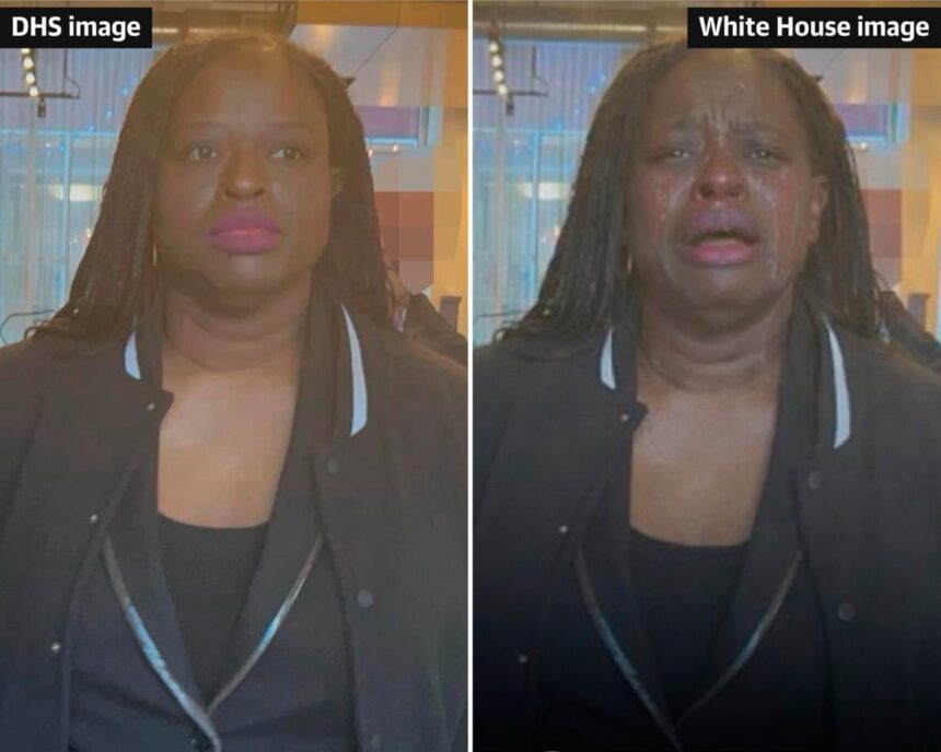 white house posts digitally altered image of woman arrested after ice protest 6972ac961d0eb
