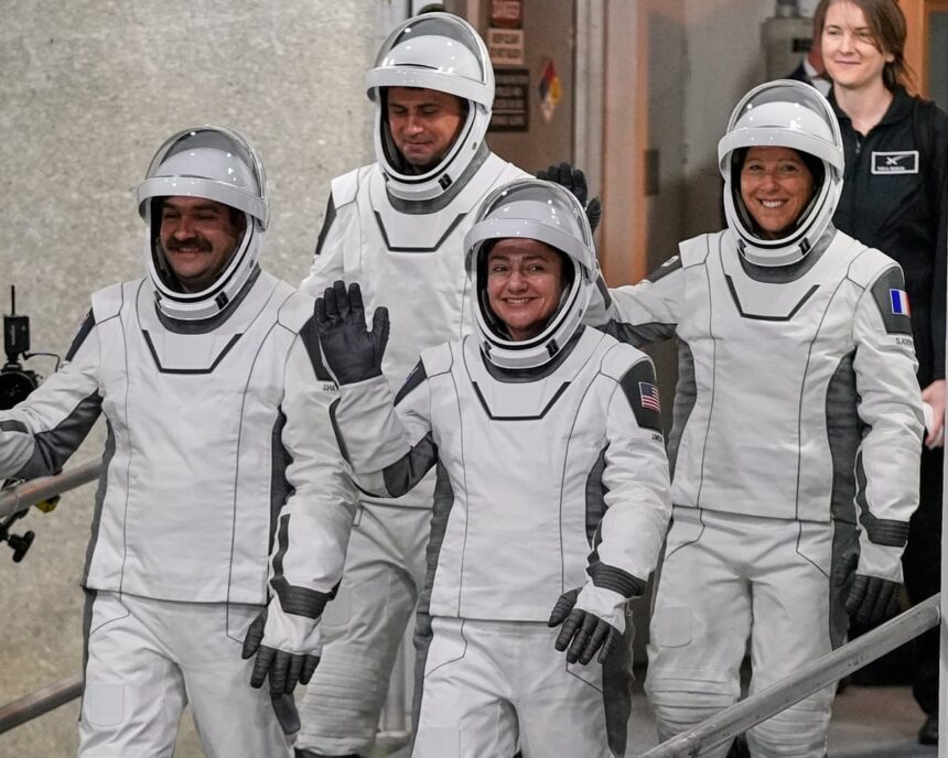 four new astronauts arrive via spacex rocket at international space station 6991b58fe30e4