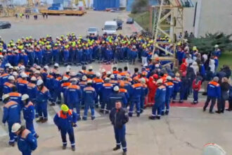 video sute de angajati de la santierul naval mangalia protesteaza din nou hotii striga muncitorii ramasi fara salarii de trei luni 69bd26e499d6c