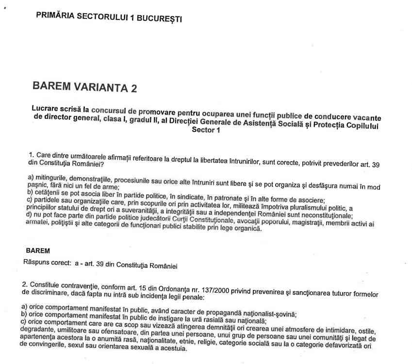 Concurs cu dedicație la Sectorul 1: Omul lui Florin Manole, garantat director general la DGASPC cu acceptul lui George Tuță 2 barem